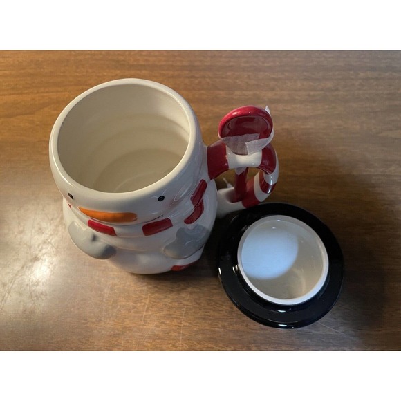 Set Of 2 Snowman Mugs w/ Spoon & Lid Christmas by St. Nicholas Square Tree Lot - Picture 4 of 9